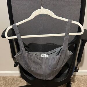 Princess Polly Gray Pinstripe Crop Top